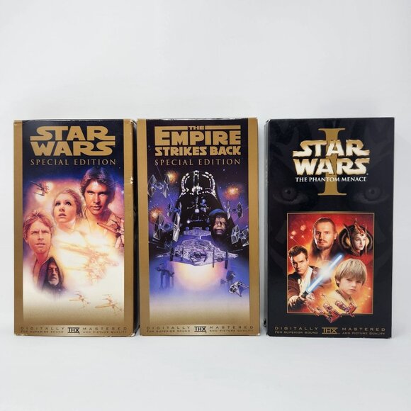 Star Wars VHS Trilogy Special Edition & The Phantom Menace Digitally THX Mastere - Picture 1 of 15